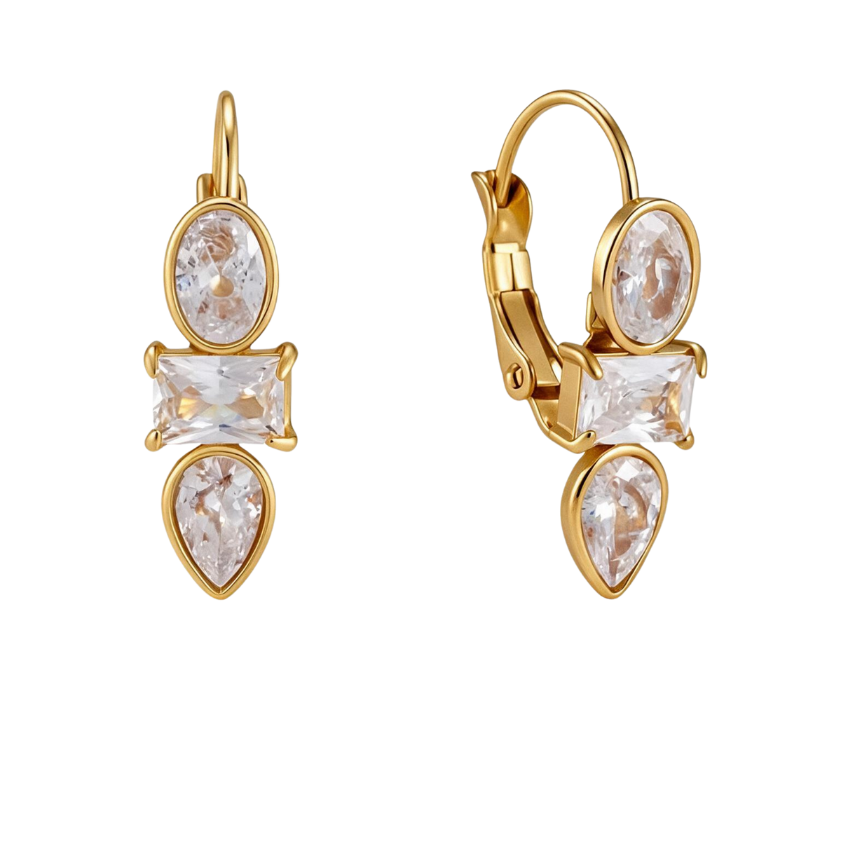 Aretes Dorados Con Zirconias Aria