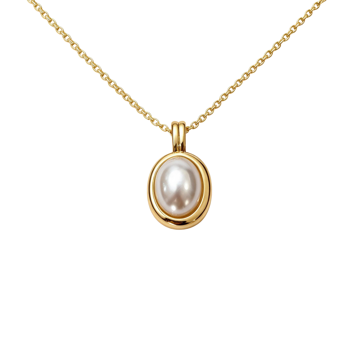 Collar Dorado con Dije de Perla Sollange