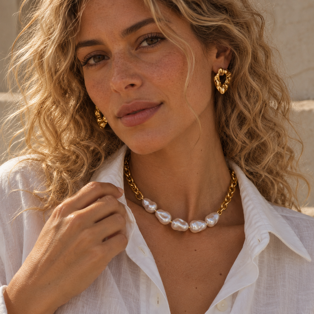 Collar Dorado con Perlas Paula